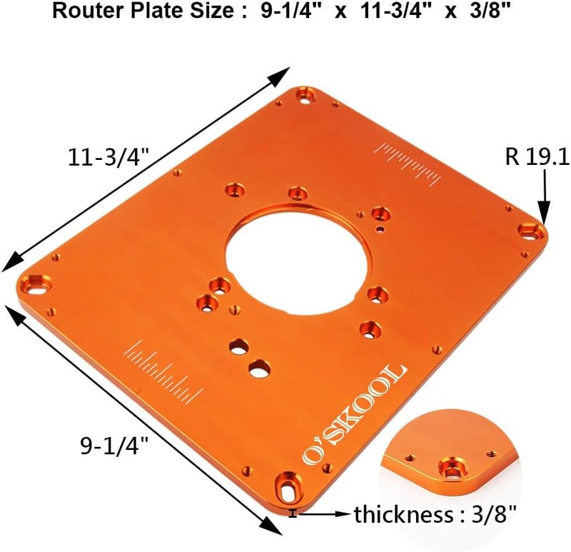 O'SKOOL Precision Aluminum Router Table Insert Plate, Router Templates With Pre-Drilled Adapt to Multiple Routers of Different Model, RTS02A - Image 4
